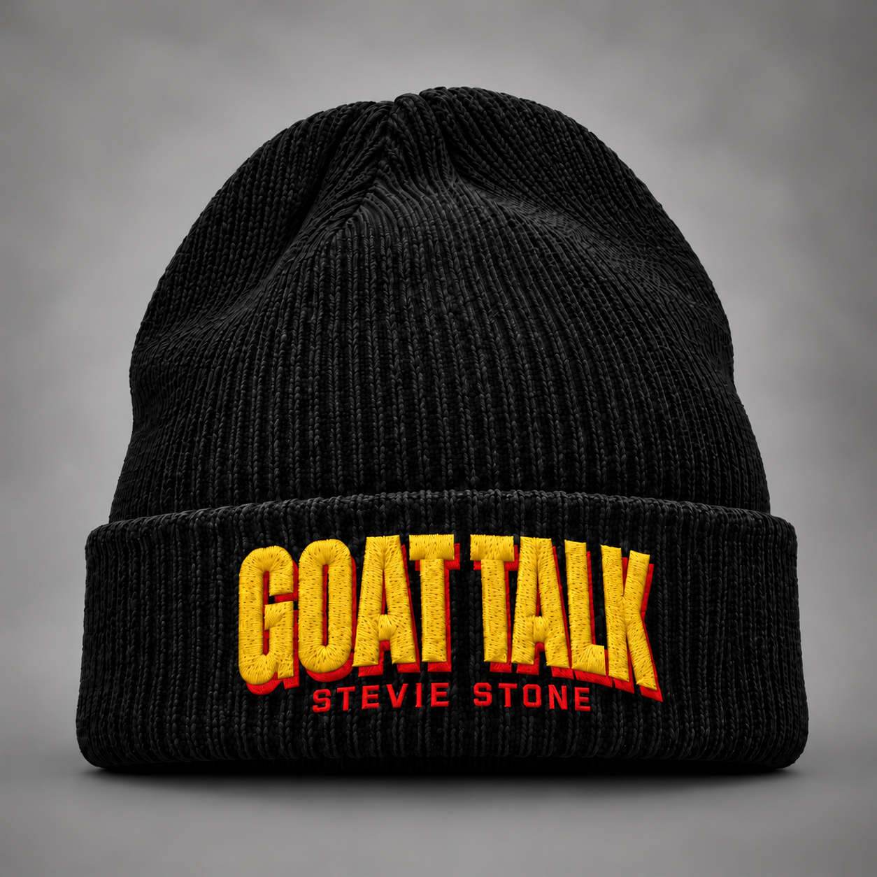 Black embroidered GOAT TALK beanie