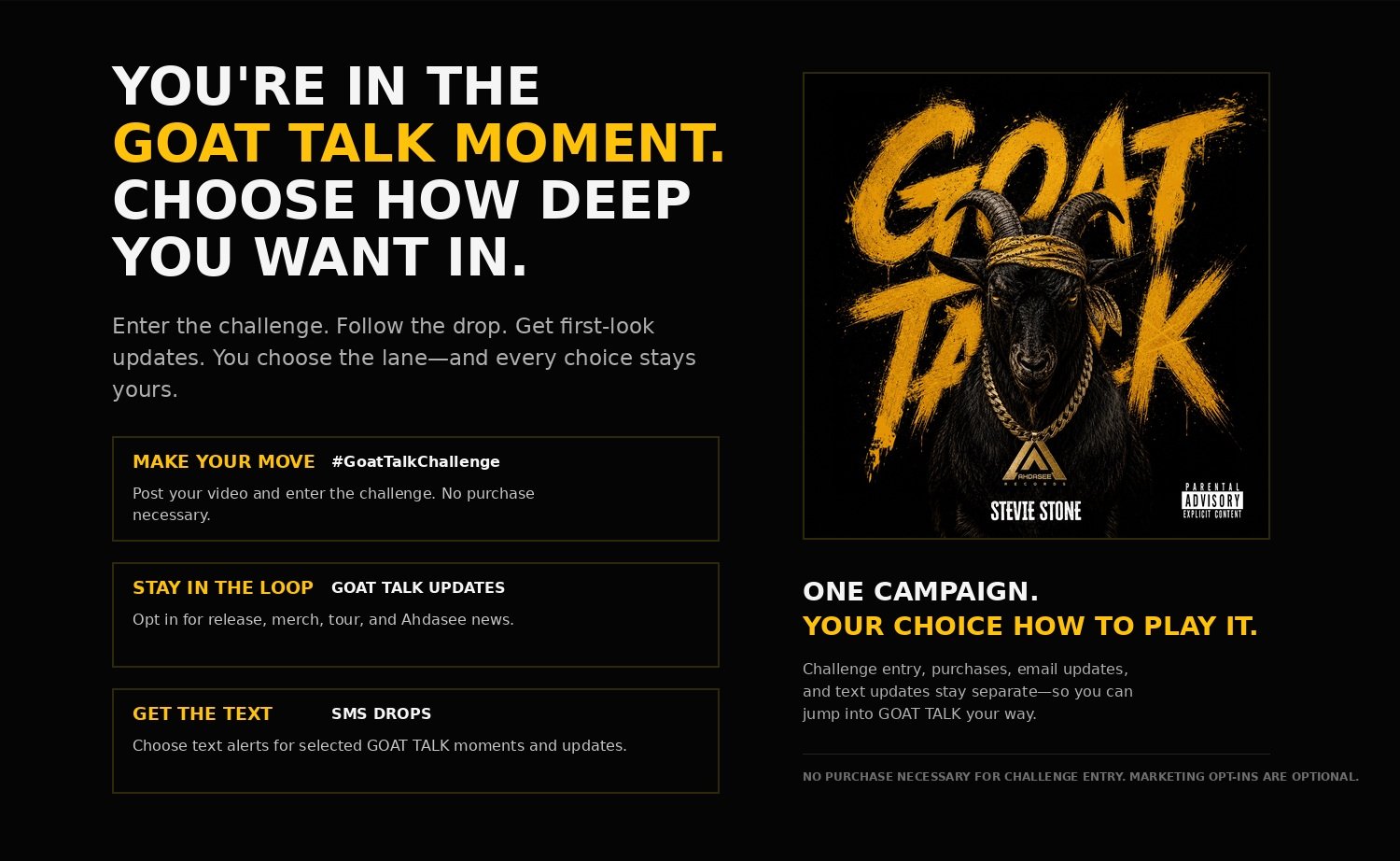 Choose your GOAT TALK lane