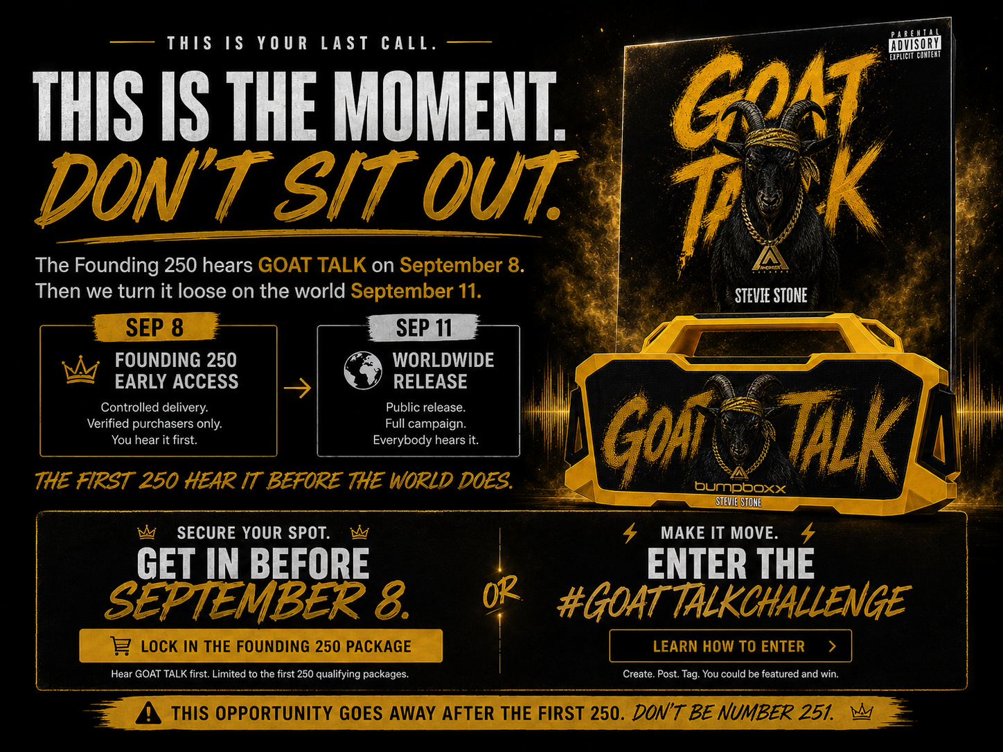 GOAT TALK final Founding 250 call